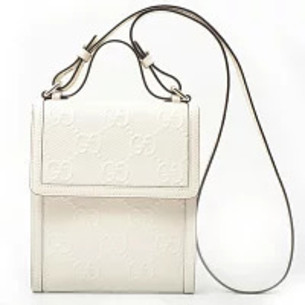 Gucci bag GG embossed messenger handbag shoulder Ivory White leather